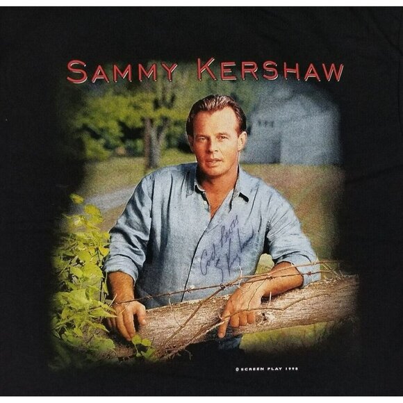 Vintage SAMMY KERSHAW "Matches" Signed Concert Tour 1998 Double Sided T-Shirt L - Picture 4 of 9
